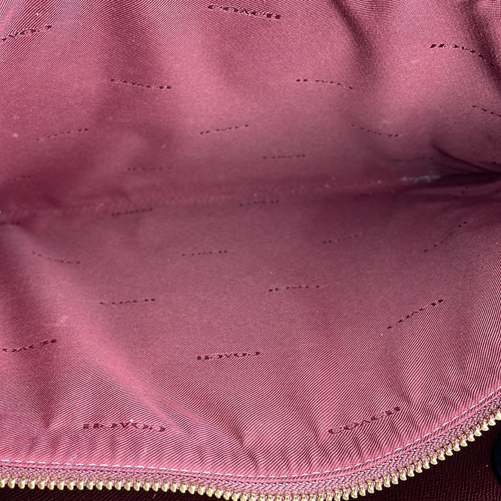 Coach Black Leather Tote with Burgundy Tag and Gold Hardware - Picture 5 of 14